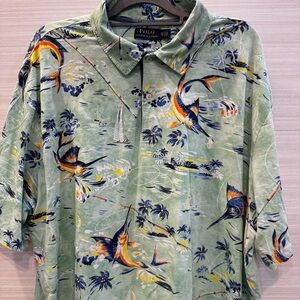 Polo by Ralph Lauren Marlins Boats Hawaiian Short Sleeve Classic Fit 100% Cotton